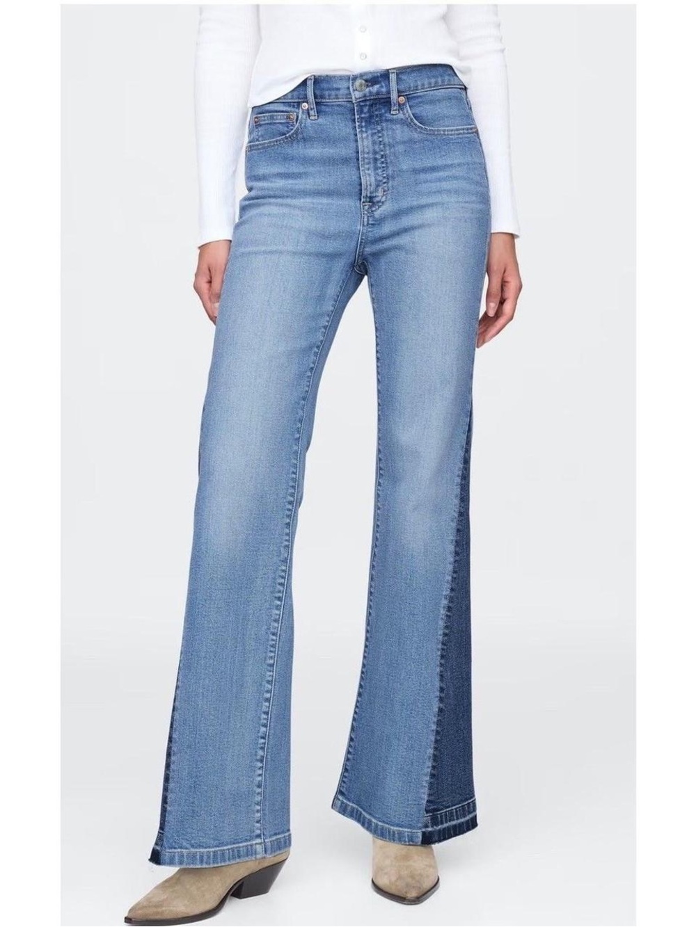 HAP 70’s Flare High Rise-Two-Tone Jeans